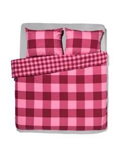 HEMA Dekbedovertrek Flanel 240x200/220 Ruit Roze Rood (rood)