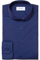 ETON Slim Fit Overhemd Marine, Effen