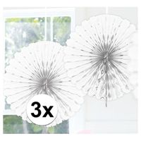 3x Decoratie waaier wit 45 cm - thumbnail