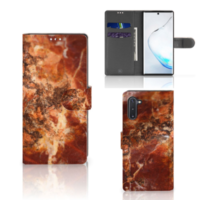 Samsung Galaxy Note 10 Bookcase Marmer Bruin Samsung Galaxy Note 10 Bookcase Marmer Bruin