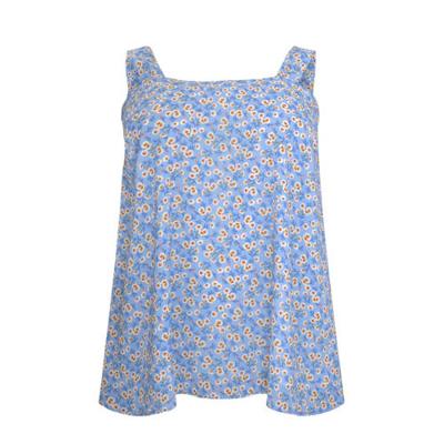 Yoek gebloemde top DAISY lichtblauw/wit/geel