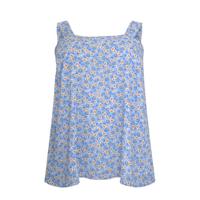 Yoek gebloemde top DAISY lichtblauw/wit/geel