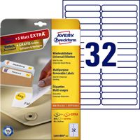 Etiket Avery Zweckform L6031REV-25 96x16.9mm afneembaar wit 800stuks - thumbnail