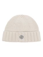 Stone Island logo-patch turn-up beanie - Tons neutres