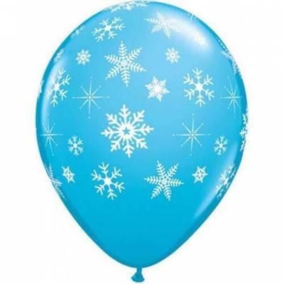 Ballonnen met sneeuwvlokken blauw 6 stuks