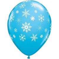 Ballonnen met sneeuwvlokken blauw 6 stuks