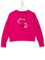 Karl Lagerfeld Kids sweat à logo métallisé imprimé - Rose - thumbnail