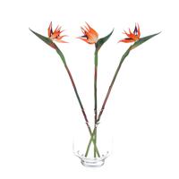 Kunstbloem Strelitzia/paradijsvogelplant? - 3x - 58 cm - losse steel - kunst zijdebloem