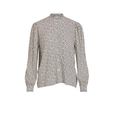 VILA gebloemde blouse VIZUGI ecru/blauw
