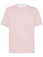 Brunello Cucinelli t-shirt en coton à design superposé - Rose