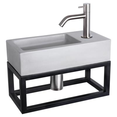 Differnz Ravo fonteinset lichtgrijs beton met handdoekrek en gebogen kraan mat chroom Differnz Ravo fonteinset lichtgrijs beton met handdoekrek en gebogen kraan mat chroom