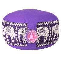 Yogi & Yogini Meditatiekussen Katoen Rond Paars - Olifant - 33 x 16 cm