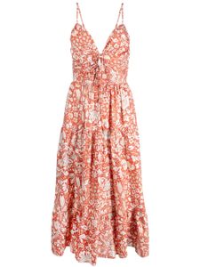 Ulla Johnson robe mi-longue Phoebe à fleurs - Orange