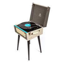 GPO Bermuda Classic Turntable USB With Removable Legs Grey Cream