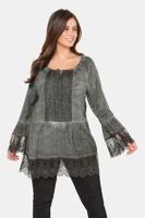 Ulla Popken Tuniek, cold dyed, kant, transparante statement mouwen - Grote Maten