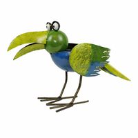 Metalen Theelichthouder Vogel Blauw/Groen - thumbnail