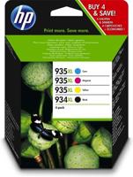 HP Inktcartridge, 934XL/935XL, origineel, cyaan/magenta/geel/zwart, 1000/825 pagina's (zwart-wit/kleurig) (4 stuks), je ontvangt 1 verpakking van 4 stuks