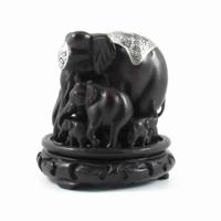 Waxinelichthouder Polystone Olifant met Jong (14 cm)