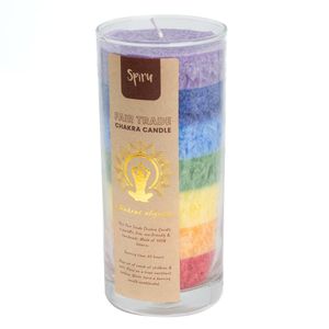 Fair Trade 7 Chakra's Stearine Kaars in Glas (60 Branduren)