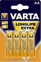 Varta Longlife Extra Alkaline Batterij AA Mignon 4 Pack