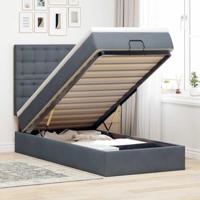 vidaXL Ottoman bed met matrassen en LED's 90x200cm fluweel donkergrijs, bedframe, ottoman bedframe, bedframe met opbergruimte onder het bed