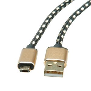 ROLINE 11.02.8820 USB-kabel USB 2.0 1,8 m USB C Micro-USB B Zwart, Goud