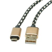 ROLINE 11.02.8820 USB-kabel USB 2.0 1,8 m USB C Micro-USB B Zwart, Goud - thumbnail