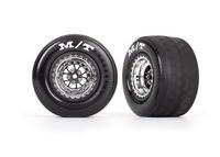 Tires & wheels, assembled, glued (Weld chrome with black wheels, tires, foam inserts) (rear) (2) (TRX-9475R)