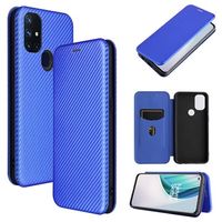 OnePlus Nord N10 5G Flip Case - Koolstofvezel - Blauw - thumbnail