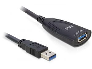 DeLOCK USB 3.0 5m USB-kabel USB 3.2 Gen 1 (3.1 Gen 1) Zwart