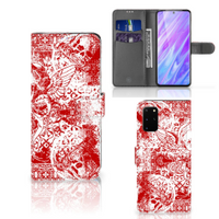 Telefoonhoesje met Naam Samsung Galaxy S20 Plus Angel Skull Rood