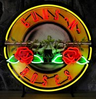 Guns &apos;N&apos; Roses Neon Met Achterplaat 65 x 65 cm - thumbnail