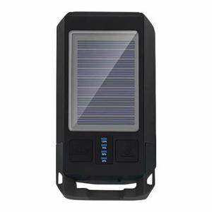 BG-1706 USB+Solar Oplaadbare Fietsverlichting Waterdicht 6 Lichtmodi Fiets Dubbele Koplamp met Claxon Alarm - Zwart