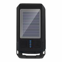 BG-1706 USB+Solar Oplaadbare Fietsverlichting Waterdicht 6 Lichtmodi Fiets Dubbele Koplamp met Claxon Alarm - Zwart - thumbnail