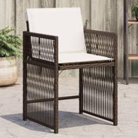 Tuinstoelen 4 st met kussens poly rattan bruin - thumbnail