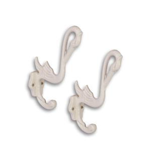 A PAIR OF CAST IRON SWAN COAT HOOKS