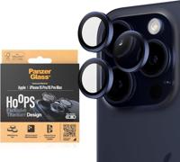 PanzerGlass™ Ti Hoops camera lensbeschermer voor Apple iPhone 15 Pro | Pro Max - bescherming met stijl, schokbestendig glas, blauw titanium