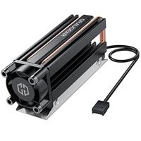 GRAUGEAR, M.2 heatpipe-koeler met ventilator, f. M.2 NVMe 2280 SSD, PWM-ventilator, snelheid instelbaar, vermindert de temperatuur met maximaal 50%, 4x warmtegeleidingspads, G-M2HS05-F