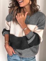 Long Sleeve Colorblock Casual Sweater - thumbnail