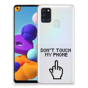 Samsung Galaxy A21s Silicone-hoesje Finger Don't Touch My Phone