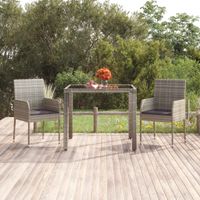 Tuinstoelen 2 st met kussens poly rattan grijs