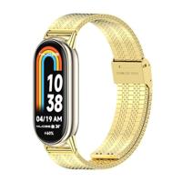 By Qubix - Stalen RVS band - Goud - Compatible met Xiaomi Smart Band 8 & 9 - Compatible Xiaomi bandje