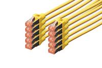DIGITUS LAN kabel Cat 6 - 1m - 10 stuks - RJ45 netwerkkabel - S/FTP afgeschermd - Compatibel met Cat 6A & Cat 7 - Geel