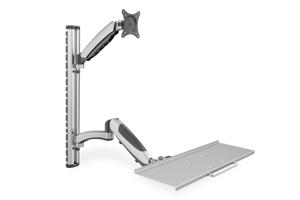 Digitus DA-90354 Monitor-wandbeugel 1-voudig 38,1 cm (15) - 68,6 cm (27) Zwart, Zilver In hoogte verstelbaar, Toetsenbordhouder, Kantelbaar, Zwenkbaar,