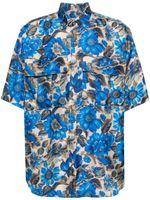 Moschino chemise en soie à fleurs - Bleu - thumbnail