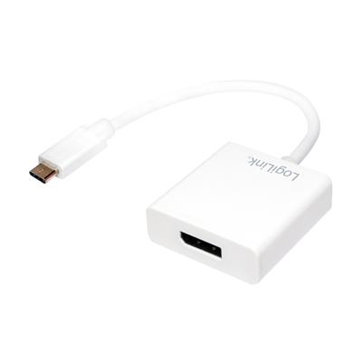 LogiLink UA0246A USB / DisplayPort Adapter [1x USB 3.2 Gen 2 stekker C (USB 3.1) - 1x DisplayPort bus] Wit 14.00 cm