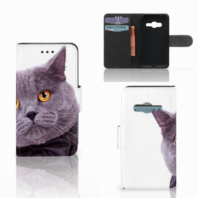 Samsung Galaxy Trend 2 Telefoonhoesje met Pasjes Kat