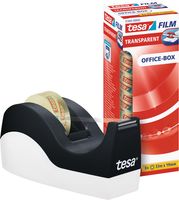 Tesa plakbandafroller Orca, met 8 rollen Tesafilm transparant ft 33 x 19 mm, zwart en wit