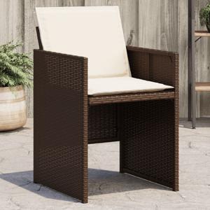 Tuinstoelen 4 st met kussens poly rattan bruin