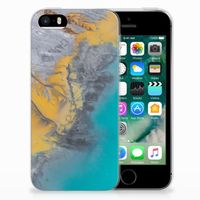 Apple iPhone SE | 5S TPU Siliconen Hoesje Marble Blue Gold - thumbnail